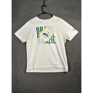 Puma Brazil Shirt Mens Large White Soccer Football Graphic Tee Short Sleeve